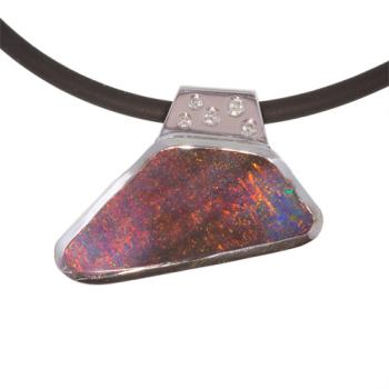 White Gold Boulder Opal Pendant, Opal Jewellery