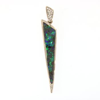 Pendant White Gold Boulder Opal, Opal Jewellery