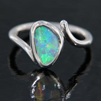 Skinshell Crystal Opal in Polished 18k White Gold Ring