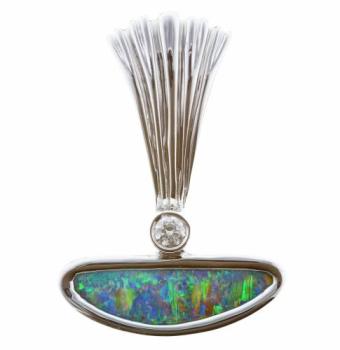 Pendant White Gold Boulder Opal, Opal Jewellery