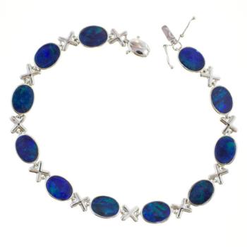 Zartes Weißgold-Armband mit blaugrünen Opaldubletten