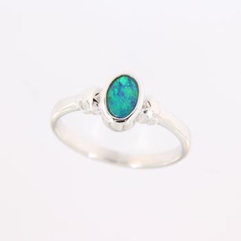 Zierlicher Silberring mit blaugrünem Opaldublet