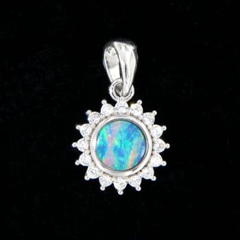 Silber Anhänger mit Bunter Opaldublette und Zirkonia