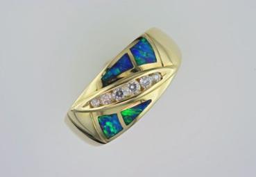 Opal Jewellery, Ring Gold, Opal Inlay,