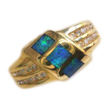 Opal Jewellery, Ring Gold, Opal Inlay,