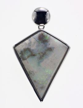 Kite-Shaped Opal Matrix and Sterling Silver Pendant