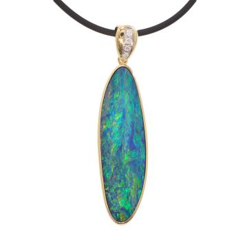 Colorful Opal Doublet in Classic Gold Pendant