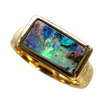 Boulder Opal in Gold-Plated Silver Ring