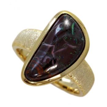 Yowah Nut Opal in Gold-Plated Silver Ring