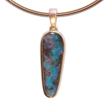 Australian Boulder Opal in 18K Rose Gold Pendant