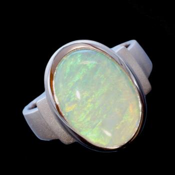 Crystal Opal in Matte White Gold Ring