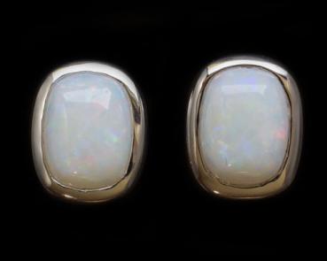 18k White Gold Stud Earrings with Australian Light Opal