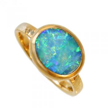 Ring Gold Helleropal, Opalschmuck, Gold