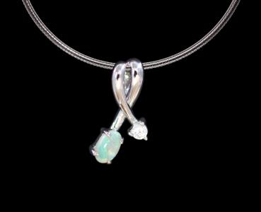 Silver Pendant with Crystal Opal and Zirconia