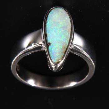Polierter Sterlingsilber Ring mit Hellblauer Boulderopal