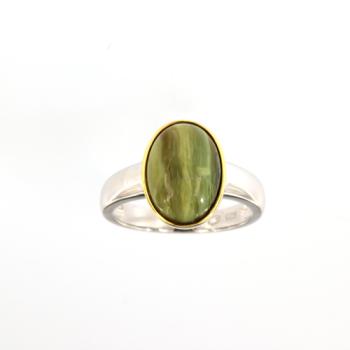 Green Cat's Eye Opal in Sterling Silver Ring