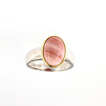 Salmon Opal in Polished Sterling Silver Ring