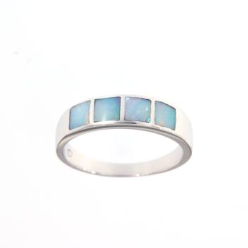 Silver Ring with Pastel-Colored Opal Inlay