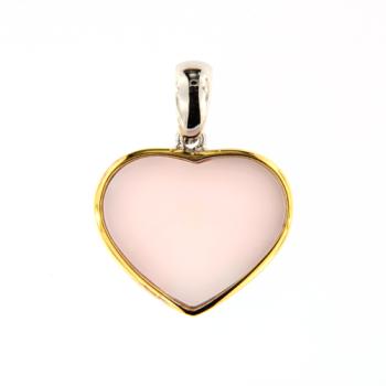 Heart-Shaped Pink Opal and Sterling Silver Pendant