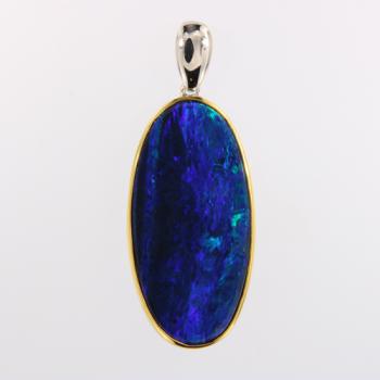 Opal Doublet Pendant with Dark Blue and Green Play-of-Color
