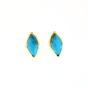 Silber-Ohrstecker mit Blauopal in Navette-Form