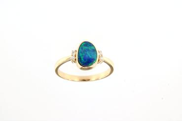 585er Gelbgold Opaldubletten-Ring mit Brillianten