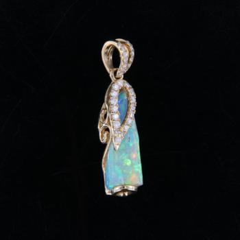 Small Crystal Opal Pendant with Diamonds
