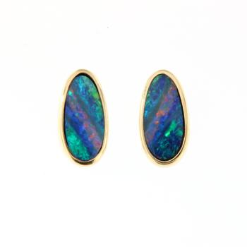 Opaldublett-Ohrstecker aus 585 Gelbgold