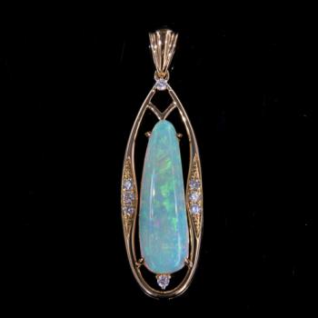 Pendant Gold Light Opal, Opal Jewellery