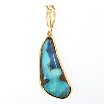 Boulderopal in 750er Gelbgold Anhänger