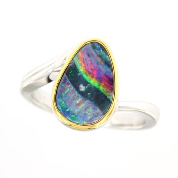 Sterlingsilber Ring mit Bunt-gestreifter Opaldublette