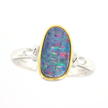 Sterlingsilber-Ring mit Bunter Opaldublette