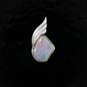 Colorful Dark Opal in Sterling Silver Pendant