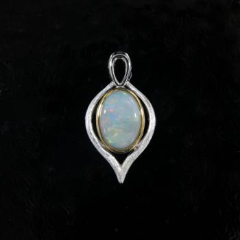 Colorful Light Opal in Sterling Silver Pendant