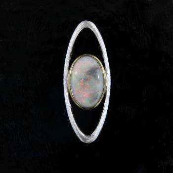 Silver Pendant with Oval Australian Dark Opal