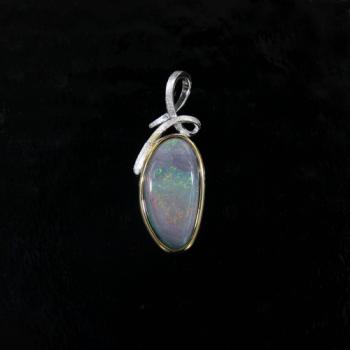 Delicate Silver Pendant with Australian Dark Opal