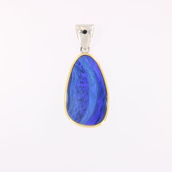 Simple Silver Pendant with Dark Blue Opal Doublet