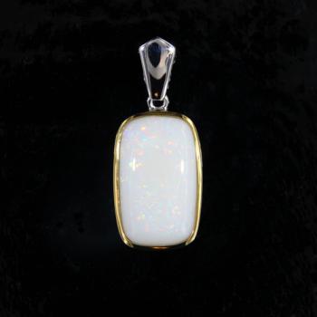 Antique-Cut Light Opal in Sterling Silver Pendant