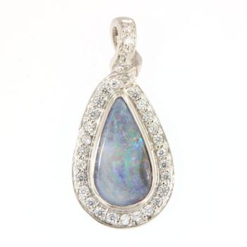 Bunter Boulder-Opal-Anhänger mit Zirkonia