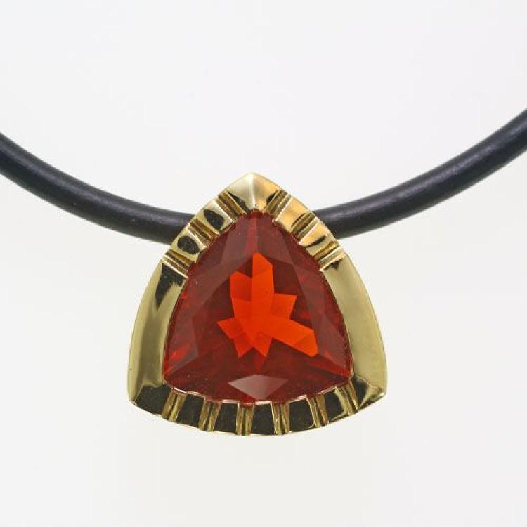 Yellow Gold Fire Opal Pendant