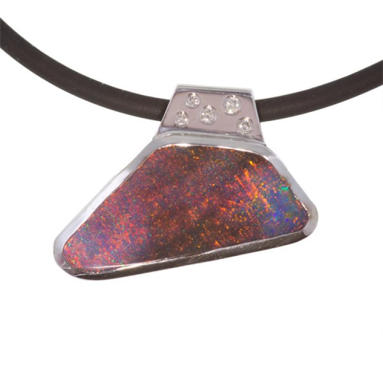 White Gold Boulder Opal Pendant, Opal Jewellery