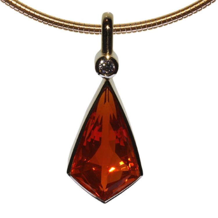 Yellow Gold Fire Opal Pendant