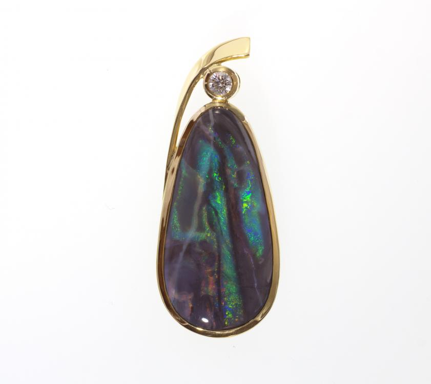 Black Opal pendant with Diamond