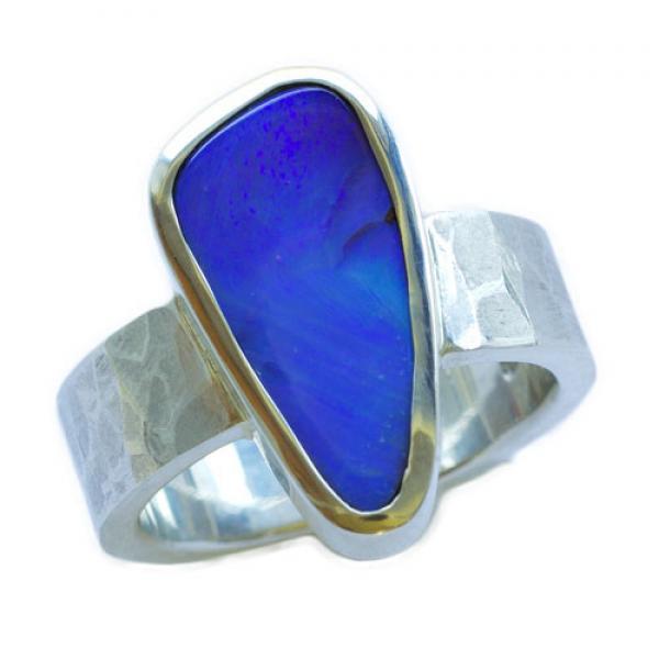 Ring, Silver, Boulder Opal, Opal, Opal Jewellery