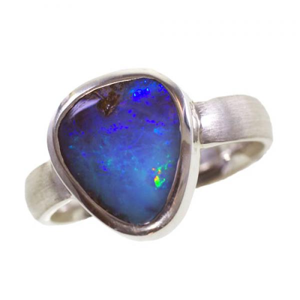 Silver Ring with Australian Boulder Opal