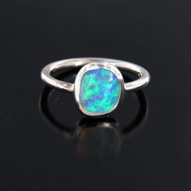 White Gold Light Opal Ring