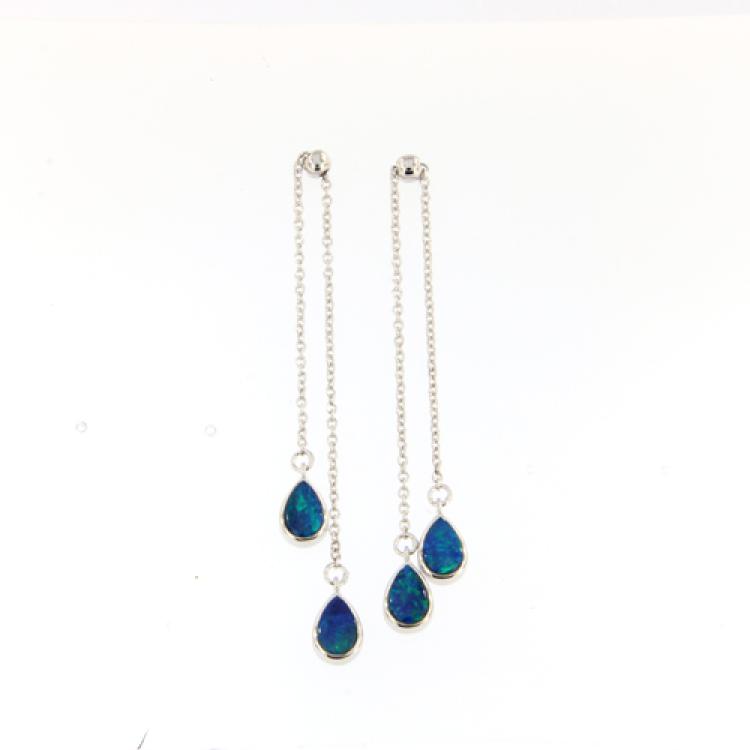 Drop earrings silver, Opal doublett