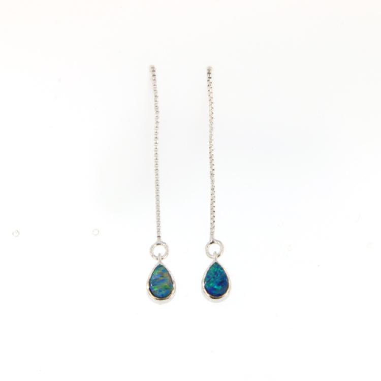 Drop earrings silver, Opal doublett