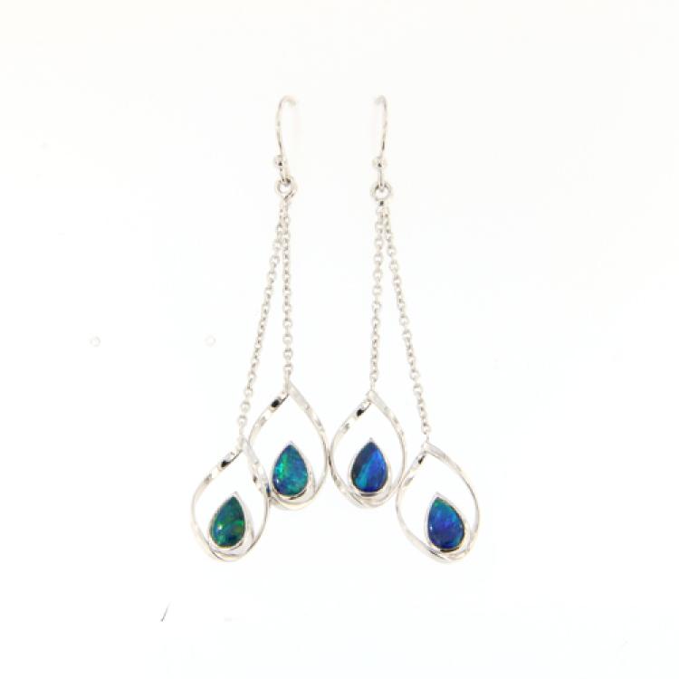 Playful Sterling Silver Earrings with Opal Doublets
