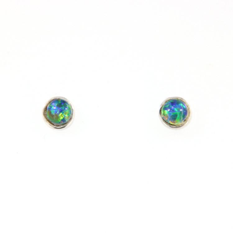 Small Opal Triplet Stud Earrings in Sterling Silver